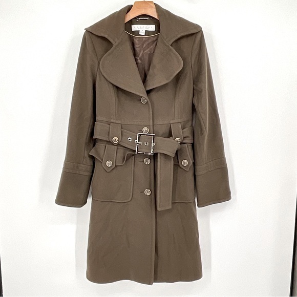 Laundry By Shelli Segal Brown Dress Peacoat Wool Size 10 - Picture 1 of 9